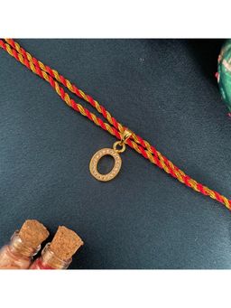 Digital Dress Room - Gold O Letter Ad Red Thread Rakhi