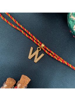 Digital Dress Room - Gold W Letter Ad Red Thread Rakhi