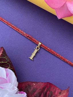 Digital Dress Room - Gold I Letter Ad Maroon Thread Rakhi