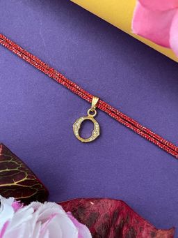 Digital Dress Room - Gold O Letter Ad Maroon Thread Rakhi