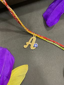 Digital Dress Room - Gold A Letter Evil Eye Thread Rakhi