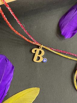 Digital Dress Room - Gold B Letter Evil Eye Thread Rakhi