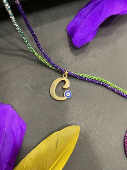 Digital Dress Room - Gold C Letter Evil Eye Thread Rakhi