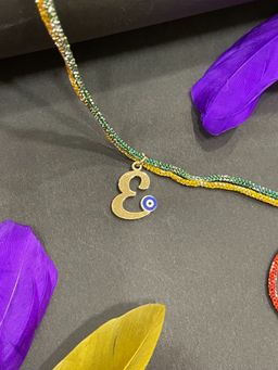 Digital Dress Room - Gold E Letter Evil Eye Thread Rakhi