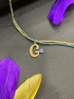 Digital Dress Room - Gold G Letter Evil Eye Thread Rakhi