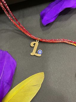 Digital Dress Room - Gold L Letter Evil Eye Thread Rakhi