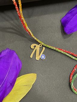 Digital Dress Room - Gold N Letter Evil Eye Thread Rakhi