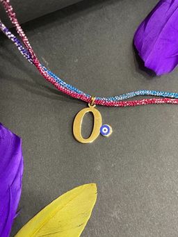Digital Dress Room - Gold O Letter Evil Eye Thread Rakhi