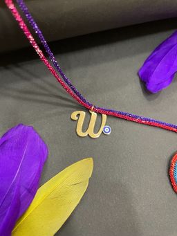 Digital Dress Room - Gold W Letter Evil Eye Thread Rakhi