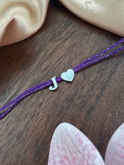 Digital Dress Room - J Letter Silver Heart Charm Theard Rakhi