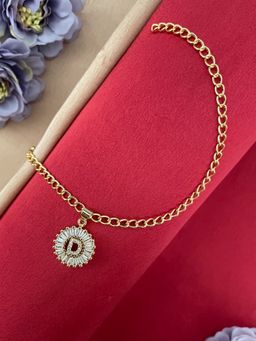 Digital Dress Room - Gold D Letter Diamond Bracelet Rakhi