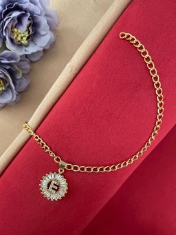 Digital Dress Room - Gold E Letter Diamond Bracelet Rakhi
