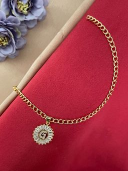 Digital Dress Room - Gold G Letter Diamond Bracelet Rakhi