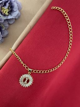 Digital Dress Room - Gold I Letter Diamond Bracelet Rakhi