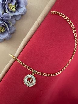 Digital Dress Room - Gold J Letter Diamond Bracelet Rakhi