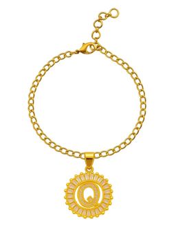 Digital Dress Room - Gold Q Letter Diamond Bracelet Rakhi