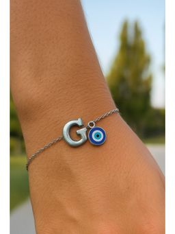 Digital Dress Room - Silver G Letter Evil Eye Bracelet Rakhi