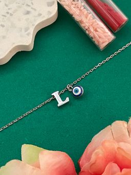 Digital Dress Room - Silver L Letter Evil Eye Bracelet Rakhi