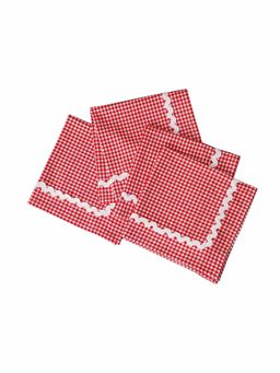 Belleven - Cotton Gingham Lace Napkin Red (Set of 4)