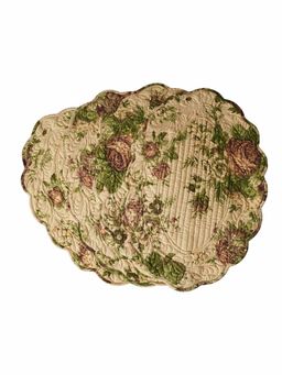Belleven - Cotton Romantic Cabbage Rose Oval Quilted Placemats Multicolour (Set of 4)