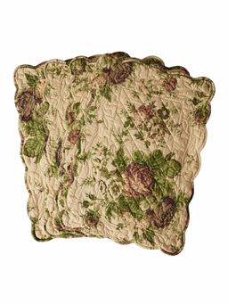Belleven - Cotton Romantic Cabbage Rose Rectangular Quilted Placemats Multicolour (Set of 4)