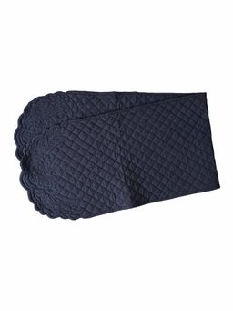 Belleven - Cotton Victorian Quilted Steel Blue Table Runner (6 Seater)