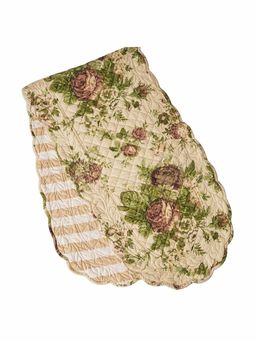 Belleven - Cotton Romantic Cabbage Rose Quilted Table Runner Mulicolour (6 Seater)