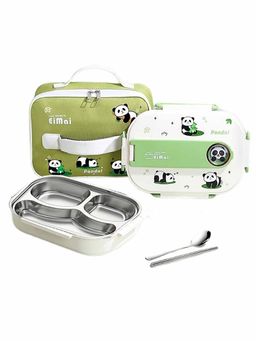 Little Surprise Box - 2D Panda Stainless Steel Lunch Box/Tiffin With Matching Lunch Bag 1000Ml