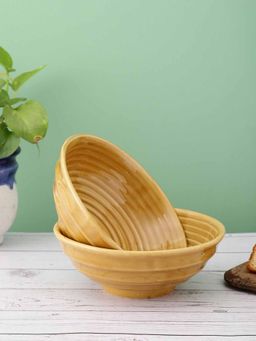 VarEesha - Gold Mustard Ceramic Serving Bowls Set of Two