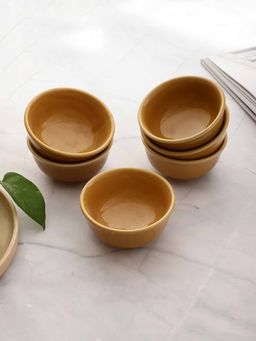 VarEesha - Gold Mustard Ceramic Veg Bowls Set of Six