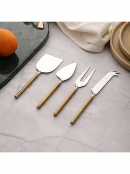 VarEesha - Gold Hammered Cheese Knives Set of 4