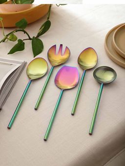 VarEesha - Rainbow Stainless Steel Serving Spoons Set of Five