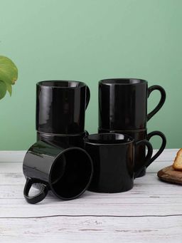 VarEesha - Ebony Black Ceramic Tea/Coffee Cups Set of Six