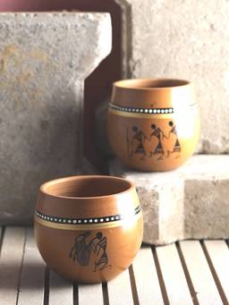 VarEesha - Ethnic Hand Painted Kulhad Cups Set of Six