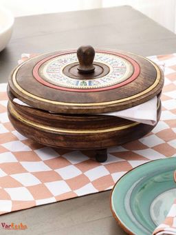 VarEesha - Hand Painted Wooden Chapati Box Casserole