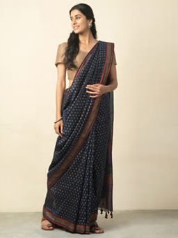 Fabindia - Linen Cotton Block Printed Sari