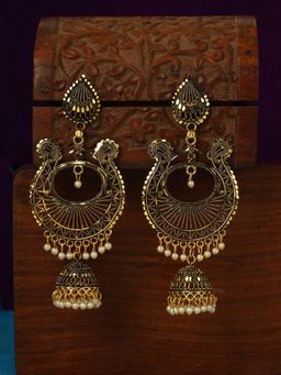 Anika's Creations - Traditional Gold Plated Party Wear Antique Jhumka Earring