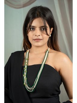 EVAARAZ - Green and White Freshwater Pearl Multi-Layer Necklace