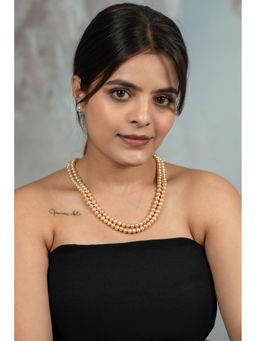 EVAARAZ - Golden Freshwater Pearl Double Layer Necklace