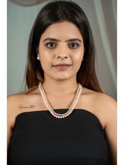 EVAARAZ - Pink and Cream Freshwater Pearl Necklace
