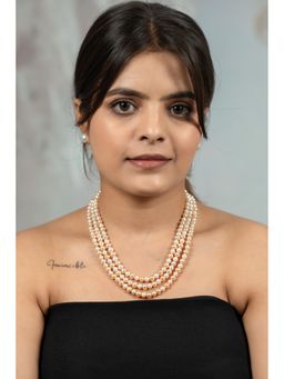 EVAARAZ - Cream Freshwater Pearl Triple Layer Necklace