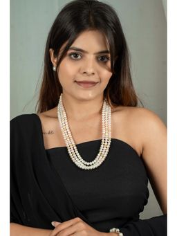 EVAARAZ - Cream and White Freshwater Pearl Multi-Layer Necklace
