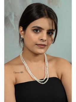 EVAARAZ - Double Layer Cream Freshwater Pearl Necklace