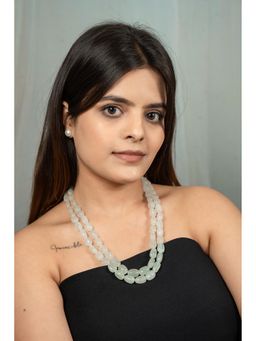 EVAARAZ - Mint Green Double Strand Beads Necklace