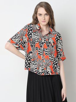 VERO MODA - Orange Printed Relaxed Fit Shirt
