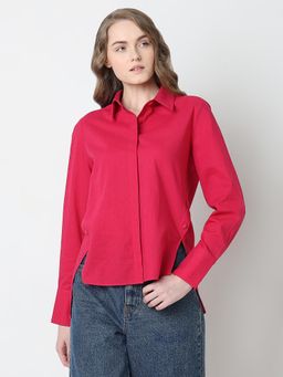 VERO MODA - Dark Pink Concealed Placket Shirt