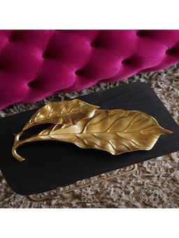 Folkstorys - Champagne Fossil Leaf Decor Tray