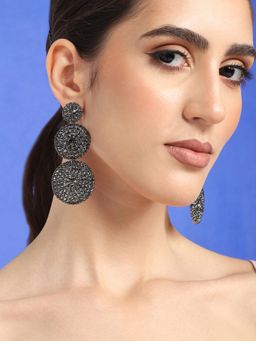Sohi - Gold Plated Party Designer Stone Black Drop Earrings for Women