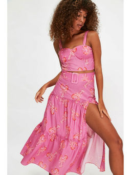 Trendyol - Pink Lobster Print Co-Ord Top And Skirt With Belt