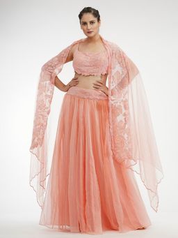 Shruti S - Peach Grapevine Lehenga (Set of 3)